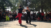 天津两位老师在公园表演双人广场舞《山谷里的思念》歌好听舞好看