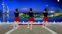 网红舞曲广场舞【如果爱情可以百度】动感欢快步子舞，背面演示