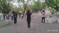 深圳早晨, 实拍穿黑色短袖衫的年轻女子, 公园跳舞健身, 扭腰拍手跳得不错