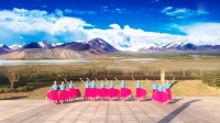 藏族舞蹈服装女广场舞大摆裙中袖两件式套装新款蒙古练习民族风长裙